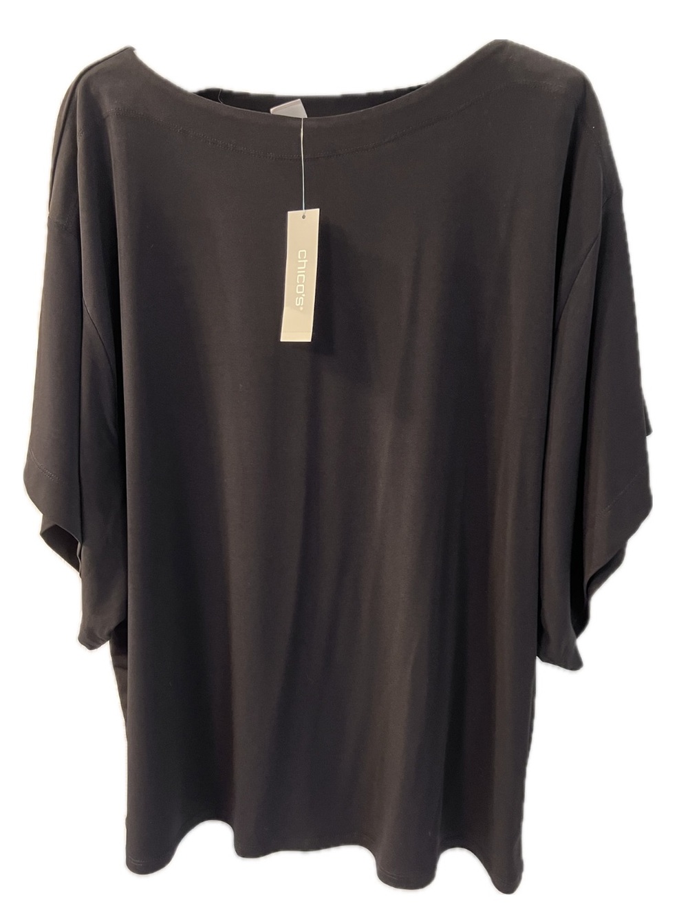 Chico's Black Flutter Sleeve Tee